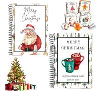 Christmas Gift Card Book, Creative Diy Gift Card Booklet with 12 Pages, Spiral-Bound Merry Christmas Cards Books Holder, Surprises on Every Page, Fun Gifts for Family, Friends, Students，2pc-b