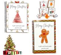 Christmas Gift Card Book, Creative Diy Gift Card Booklet with 12 Pages, Spiral-Bound Merry Christmas Cards Books Holder, Surprises on Every Page, Fun Gifts for Family, Friends, Students，2pc-d