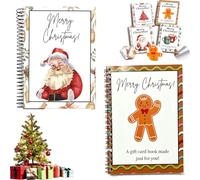 Christmas Gift Card Book, Creative Diy Gift Card Booklet with 12 Pages, Spiral-Bound Merry Christmas Cards Books Holder, Surprises on Every Page, Fun Gifts for Family, Friends, Students，4pc