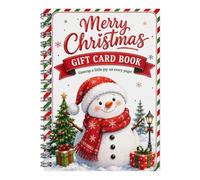 Christmas Gift Card Book Spiral Bound Festive Holder, Greeting Booklet 21cm | Organized Card Storage, Holiday Themed Pages, Compact Keepsake Design, For Adults Teens Kids Home School Dorm Friends