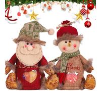 Christmas Gifts Bags Zipper Design, 2025 New Christmas Gifts Doll Bags, Small Santa Snowman Deer Doll Storage Bags, Reusable Fabric Christma Bag for Presents Candy Fruit and Festival (2Pcs-A)
