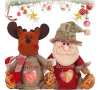 Christmas Gifts Bags Zipper Design, 2025 New Christmas Gifts Doll Bags, Small Santa Snowman Deer Doll Storage Bags, Reusable Fabric Christma Bag for Presents Candy Fruit and Festival (2Pcs-C)