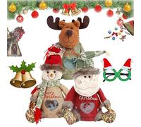 Christmas Gifts Bags Zipper Design, 3D Doll Decoration Gift Bag, Reusable Cute 3D Santa Snowman Elk Doll Bag, Christmass Candy Apple Bags, for Holiday Party Decorations (MIX1pc)