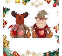 Christmas Gifts Bags Zipper Design, Christmas Gifts Doll Bags, Fabric Candy Bag, Reusable Cute 3D Santa Snowman Elk Doll Bag for Presents Candy Fruit and Festival (Santa Claus+Reindeer)