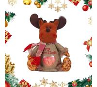 Christmas Gifts Bags Zipper Design, Christmas Gifts Doll Bags, Fabric Candy Bag, Reusable Cute 3D Santa Snowman Elk Doll Bag for Presents Candy Fruit and Festival (Reindeer)