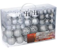 100 Boules sapin de Noel - Argent - Différentes tailles