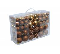 Christmas Gifts Set de 100 Boules de Noël - Décoration - Incassable - Intérieur & Extérieur - Plastique - Ø3/4/6 cm - Mat, Brillant, Pailleté et Ouvert - Brun