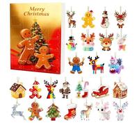 Christmas Gingerbread Man Ornament Countdown - Acrylic 2D Flat 24-Day Toy | Cute Calendars with Gingerbread Pendant for Kids Adults Men Women Family Vacation Classroom Offices