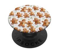 Christmas Gingerbread Man Pattern for Girls Cute Xmas Baking PopSockets PopGrip Adhésif