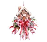 Christmas Gingerbread Wreath | 50cm Front Door Gingerbread Wreath Sign,Outdoor Christmas Decoration for Home Farmhouse School Courtyard Classroom Window Fence Porch Tree
