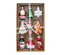 Christmas Glass Tree Ornaments - 9 Piece Snowman and Santa Set, Festive Holiday Decorations, Shimmering Glass Embellishments for Christmas Home Display and Wall Decoration