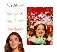 Christmas Glitter Freckles - Sparkly Face Stickers for Holiday | Water Transfer Paper with Waterproof Design, 4 Piece Makeup Patch, Temporary Festival Ornament, Cosplay Celebration for Teens