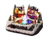 Christmas Glowing Snow House, Luminous Small House Decor with Fountain and Music, Battery/USB Cable Operated, Durable Resin Material, for Table Decoration, Gifts, Collectible Buildings