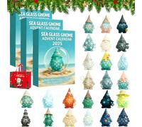 Christmas Gnome Advent Calendar 2025, 24 Days Christmas Sea Glass Countdown Calendar with 2D Acrylic Gnome Ornaments, Xmas Advent Calendars Holiday Festival Xmas Countdown Decor Gifts (3PCS)