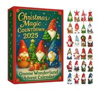Christmas Gnome Advent Coundown Calendar 2025 - Calendrier de compte à rebours 24 jours avec 24 personnages pour la décoration intérieure, la fête des Fêtes et le cadeau pour les amateurs de Noël
