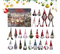 Christmas Gnome Countdown Calendar, 24-Day Dwarf Dolls Calendar, Holiday Gnomes Doll Decoration for Desktop Mantel Fireplace Centerpiece, Kids Adults, 13.78x11.81 inches