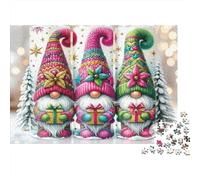 Christmas Gnomes Decor 100% Recycled Cardboard Colorful GNOME Trio 1000Pc Jigsaw for Adults Challenging & Brainteasing 70x50cm/1000pcs