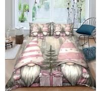 Christmas gnomes Ensemble De Literie 3 Pièces 3D Imprimée Facile d'entretien Hiver festive illustration Housse de Couette avec Taie d'oreiller Douce for Chambre de adolescents Super king（260x220cm）