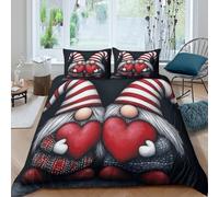 Christmas gnomes Ensemble De Literie Hypoallergique Microfibre 3 pièces Imprimé en 3D Cute cartoon style_ Parure de Lit avec Taie d'oreiller Ultra Douce for Chambre à Coucher Super king（260x220cm）