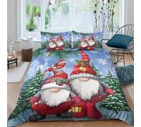 Christmas gnomes Ensemble De Literie Imprimé en 3D Microfibre résistante 3 pièces Festive holiday style Linge de Lit avec Fermeture Éclair Résistante for Chambre Enfants Super king（260x220cm）