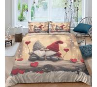 Christmas gnomes Linge de Lit Microfibre résistante 3 Pièces 3D Effet Léger Cute holiday decoration Ensemble De Literie avec Taie d'oreiller Facile d'entretien for Chambre à Coucher King（220x240cm）