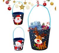 Christmas Goodie Bag 3-Piece Set with Handle, Festive Holiday Party Favor Bags for, Biscuits, Snacks, Toys, Decorative Packaging for Tree, Shelf, Mantle, Kids, Adults