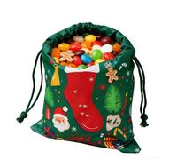 Christmas Goody Bags - Drawstring Treat Sack, Reusable Gift Bag, Lightweight Decorative Pouch for Candy Cookie Small Toy Food Party Celebration, Goody Bag Set, Assorted Colors