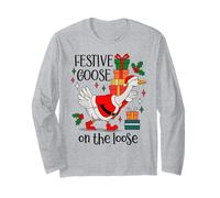 Christmas Goose Festive Goose on The Loose Duck Xmas Holiday Manche Longue