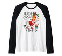Christmas Goose Festive Goose on The Loose Duck Xmas Holiday Manche Raglan