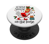 Christmas Goose Festive Goose on The Loose Duck Xmas Holiday PopSockets PopGrip Adhésif