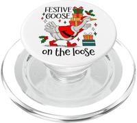 Christmas Goose Festive Goose on The Loose Duck Xmas Holiday PopSockets PopGrip pour MagSafe