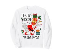 Christmas Goose Festive Goose on The Loose Duck Xmas Holiday Sweatshirt