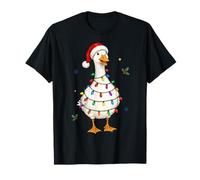 Christmas Goose Santa Hat Holiday Lights Farm Bird T-Shirt