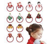 Christmas Hair Ties, 12 Pieces Hair Ties, Cute Elastic Trees Hair Bands, Girls Ponytail Holders, Christmas Girls Hair Accessories, Easy To Use, Portable for Holidays Lovers Families