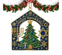 Christmas Hanukkah Decoration, 2D Classic Hangable Acrylic Pendant with Festive Design for Christmas Tree, Living Room Bedroom Balcony Garden Cafe Mantel Door Wall Holiday Display