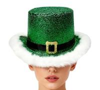 Christmas Hat - Top Hat - Haut en feutre confortable, bonnet vert avec bride blanche, pour adultes, fêtes, fêtes, fêtes, spectacles et fêtes de famille