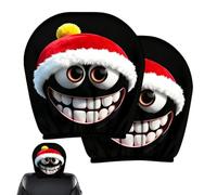 Christmas Headrest Covers - 2 Piece Elastic Santa Car Headrest Protectors | Cute Universal Funny Headrest Covers Fit Sedan SUV RV Truck for Holiday Road Trips Daily Driving Christmas Festivals Winter