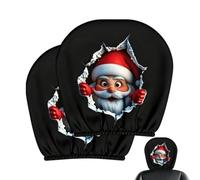 Christmas Headrest Covers - 2 Pieces Elastic Universal Cute Santa