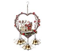 Christmas Heart Acrylic Wind Chime - 2D Santa & Reindeer Flat Hanging Ornam | 2D Flat Acrylic Heart-Shaped Santa & Reindeer Design, Integrated Ringing Bell Accent, Weather-Resistant Material, Easy-to-Han