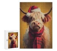 Christmas Highland Cow Art Print Puzzle 300 Pièces Educa Jouet en Bois Cadeau Unique Décoration Intérieure Jeu Éducatif Challenge Toy Adultes Et Enfants À Partir De 14 Ans 300 PCS