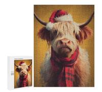 Christmas Highland Cow Art Print Puzzle 500 Pièces Educa Jouet en Bois Cadeau Unique Décoration Intérieure Jeu Éducatif Challenge Toy Adultes Et Enfants À Partir De 14 Ans 500 PCS