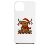Christmas Highland Cow Tangled Lights Funny Holiday Coque pour iPhone 13