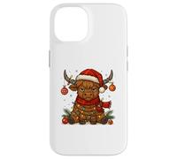 Christmas Highland Cow Tangled Lights Funny Holiday Coque pour iPhone 14