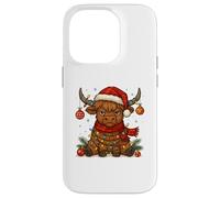 Christmas Highland Cow Tangled Lights Funny Holiday Coque pour iPhone 14 Pro