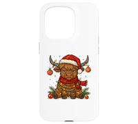 Christmas Highland Cow Tangled Lights Funny Holiday Coque pour iPhone 15 Pro