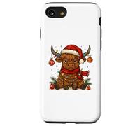 Christmas Highland Cow Tangled Lights Funny Holiday Coque pour iPhone SE (2020) / 7/8