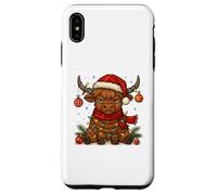 Christmas Highland Cow Tangled Lights Funny Holiday Coque pour iPhone XS Max