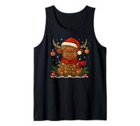Christmas Highland Cow Tangled Lights Funny Holiday Débardeur