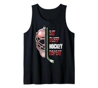Christmas Hockey Goalie Funny Xmas Eat Sleep Hockey Repeat Débardeur