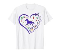 Christmas Horse Girl Purple Heartbeat Funny Womens Horseshoe T-Shirt